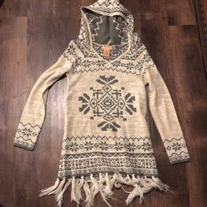 Long sweater with hoodie